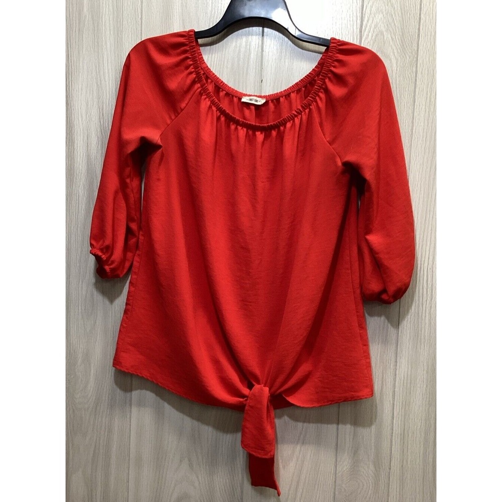 FIRST LOVE Women's (Size 19x24") 3/4 Sleeve Round Neck Shirt Tie Accent *No Tags